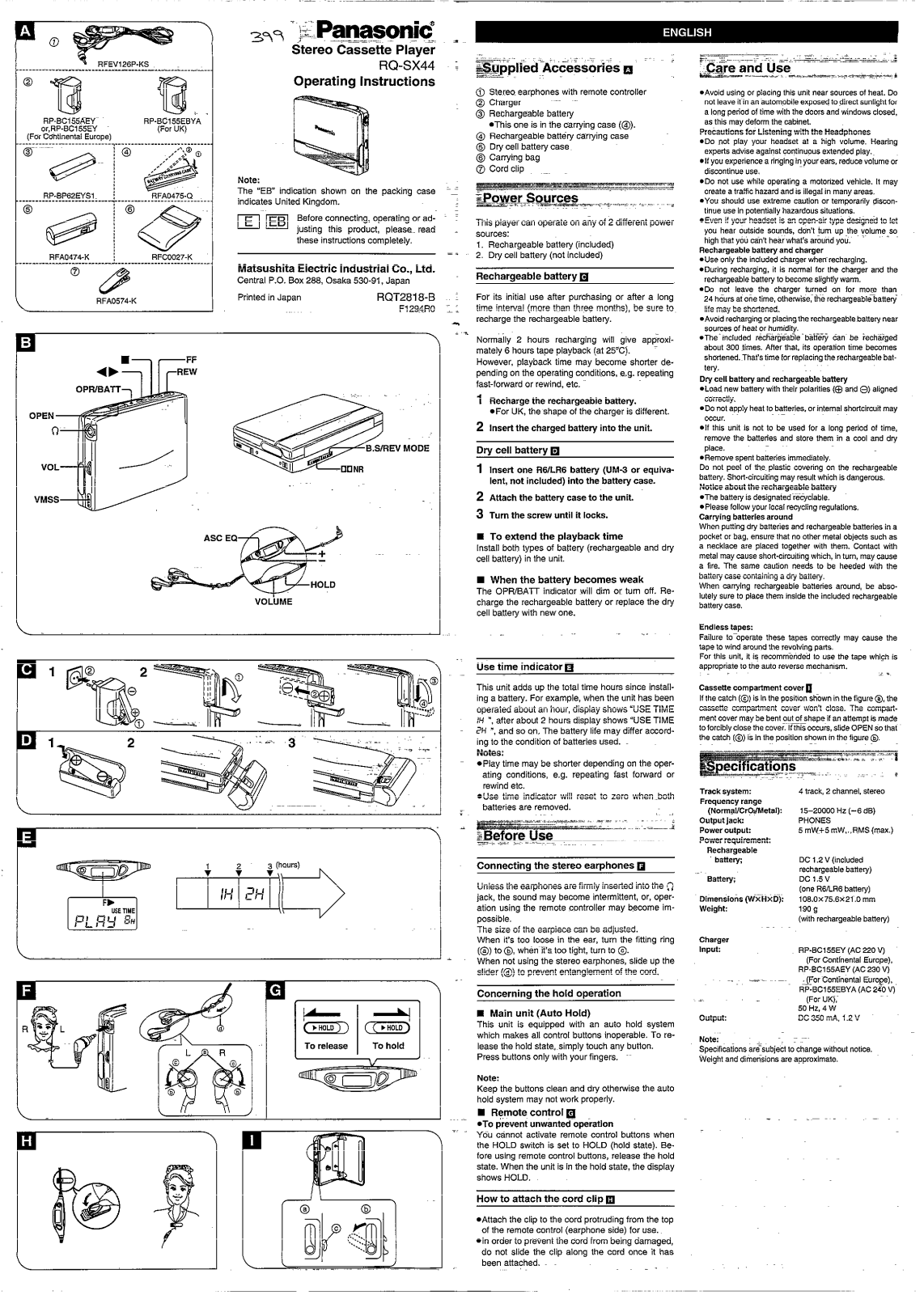 Panasonic RQ-SX44 User Manual