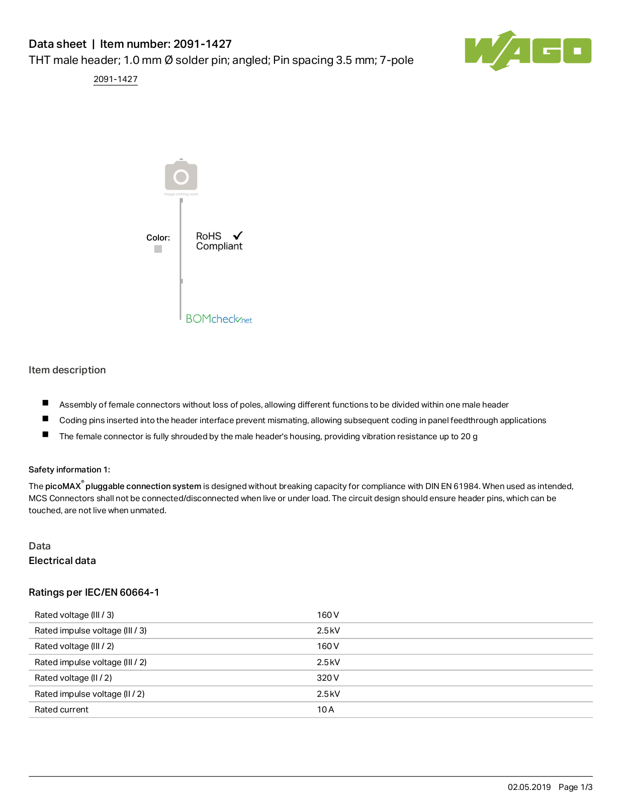 Wago 2091-1427 Data Sheet