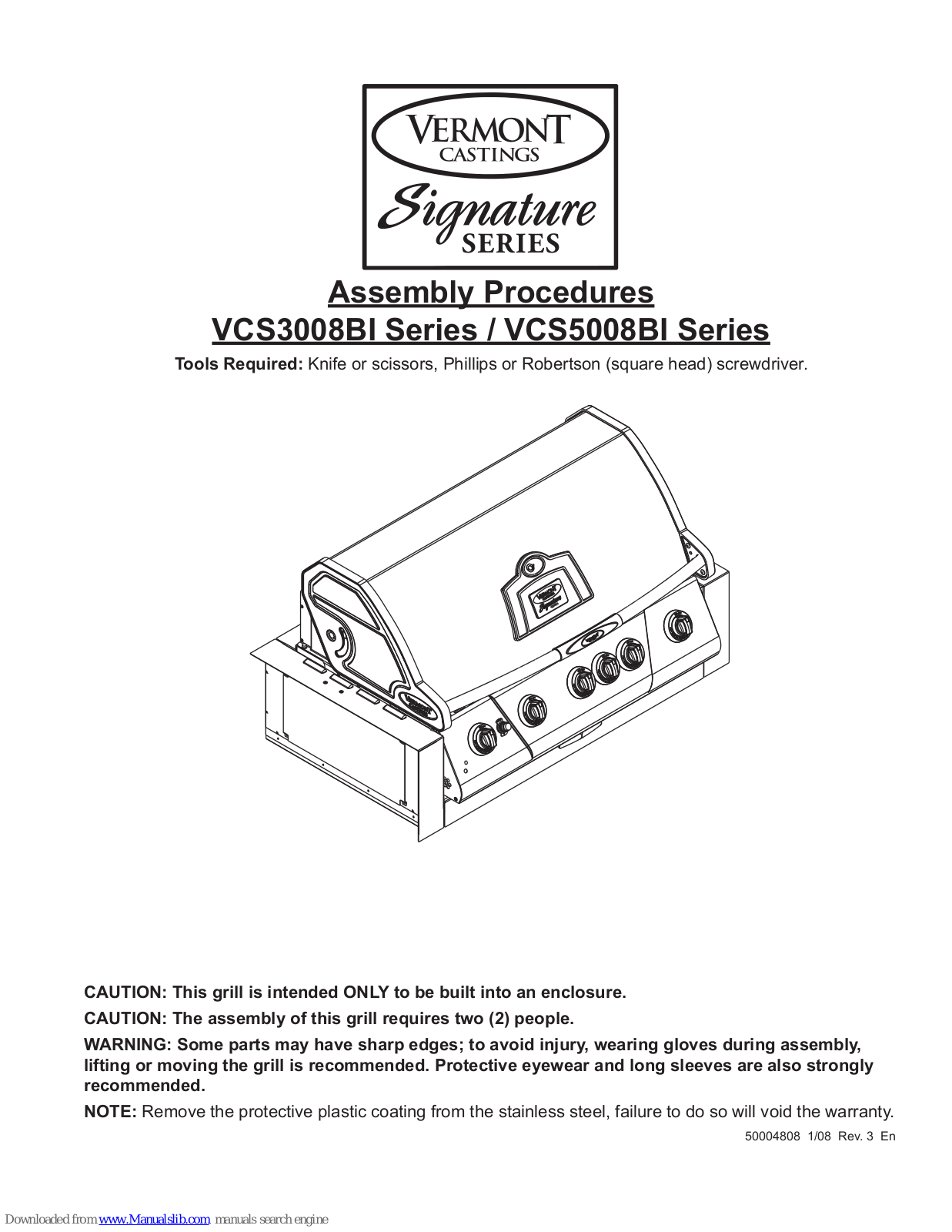 Vermont Castings VCS3008BI Series, VCS5008BI Series Assembly Procedures