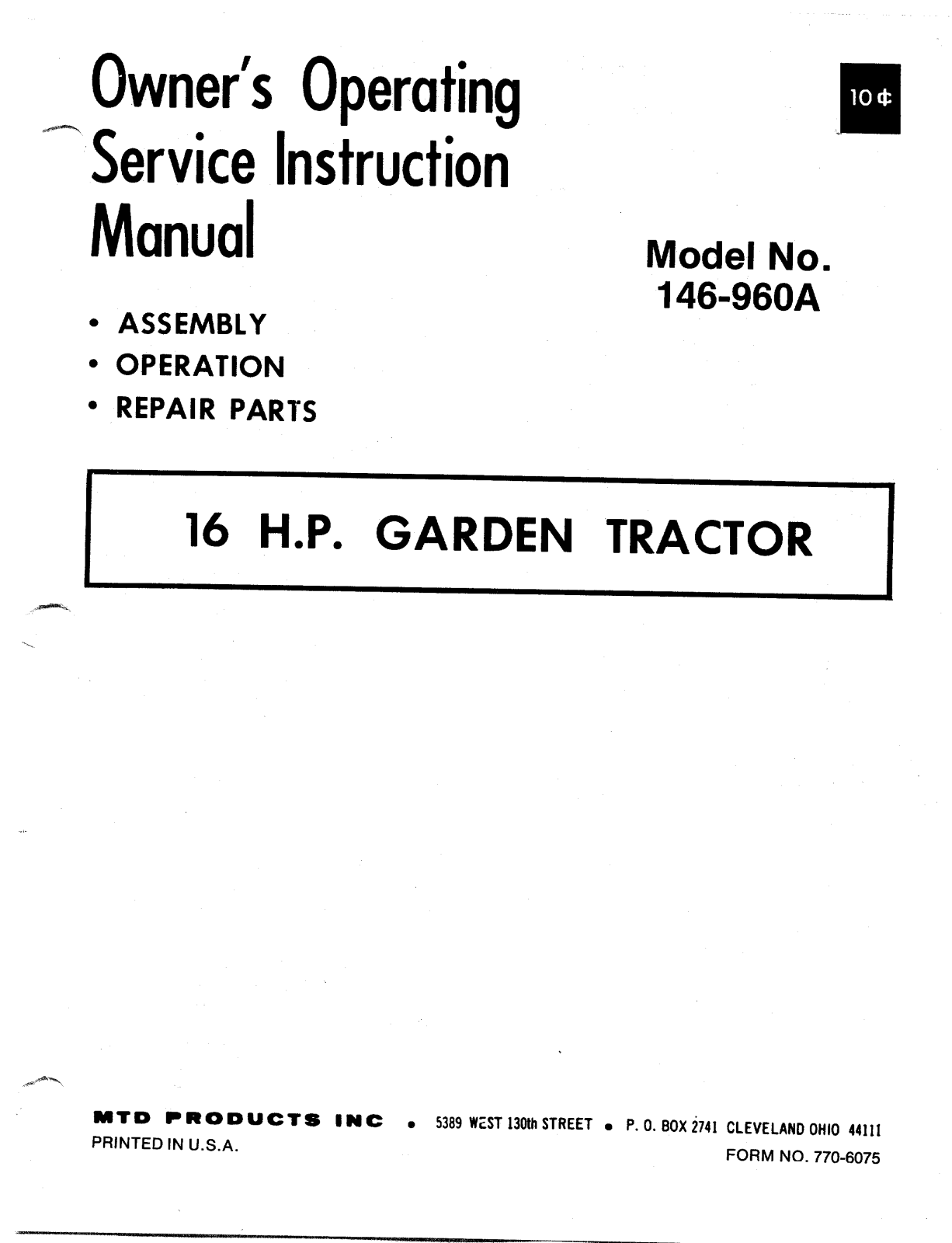 MTD 146-960A User Manual