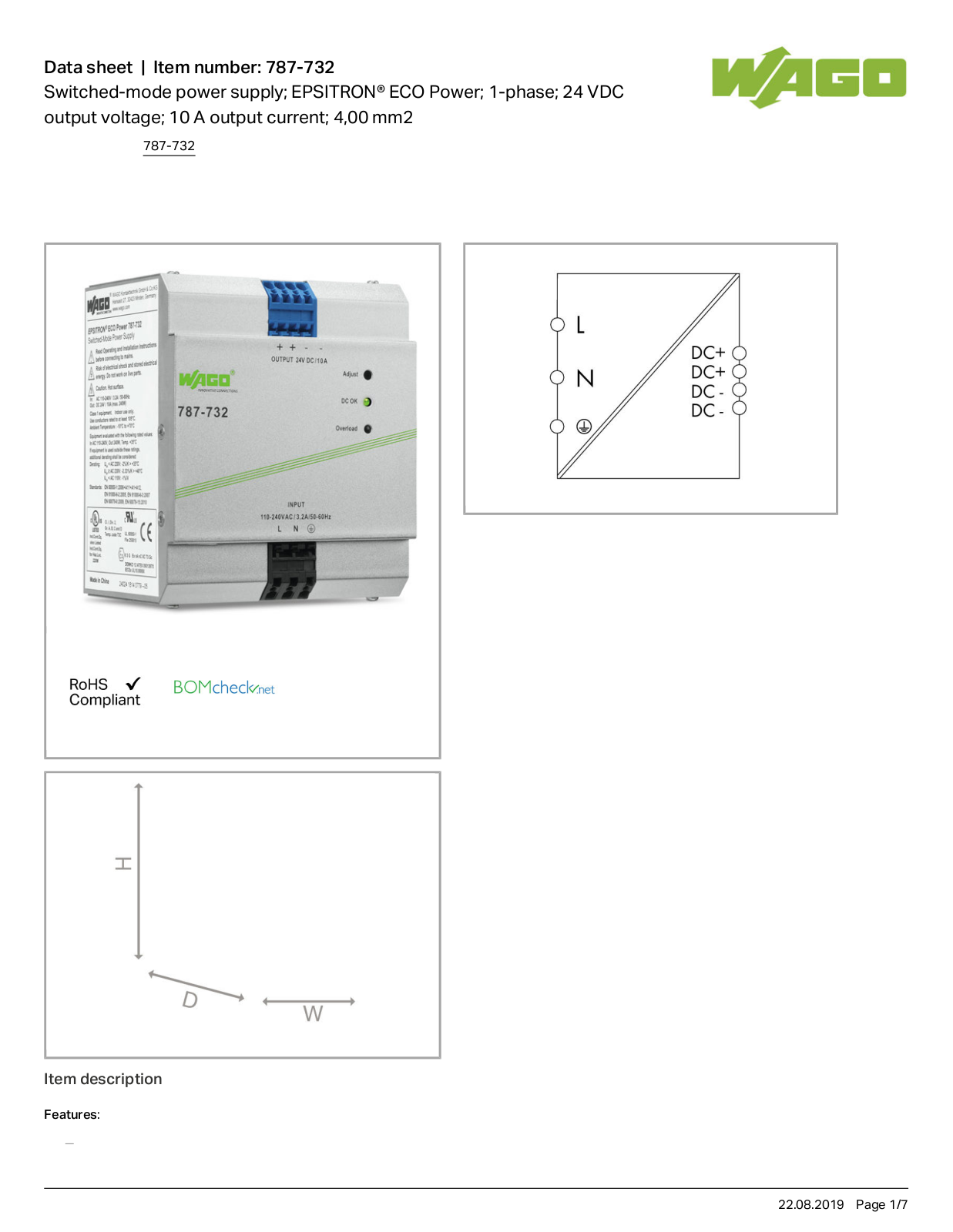 Wago 787-732 Data Sheet