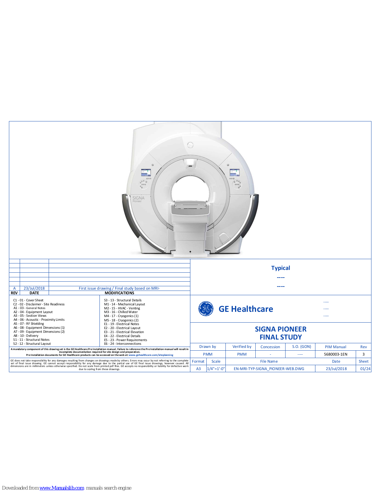 GE SIGNA PIONEER Installation Manual