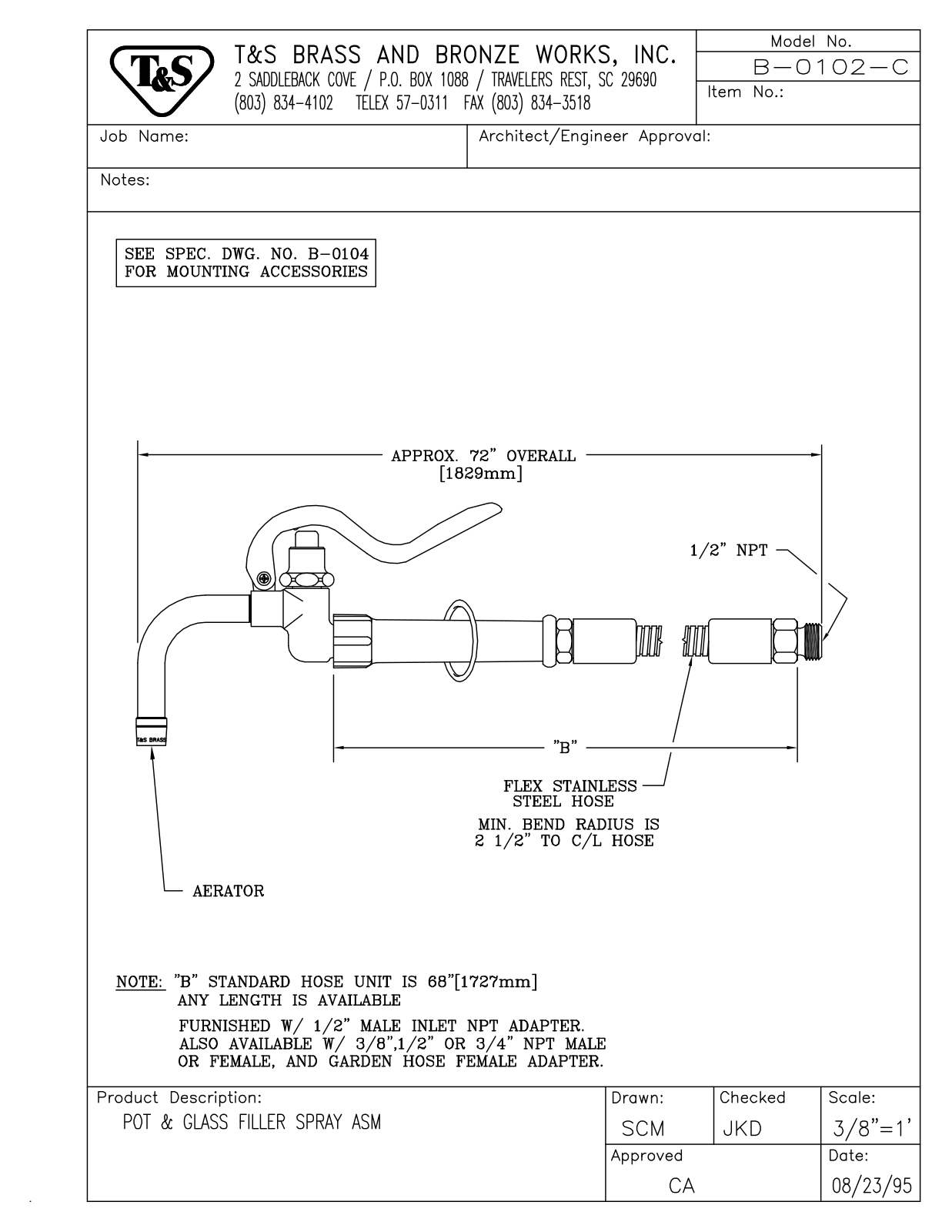 T & S Brass & Bronze Works B-0102-C General Manual