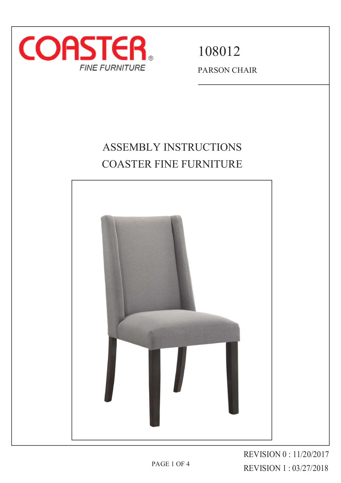 Coaster 108012 Assembly Guide - ManualMachine.com