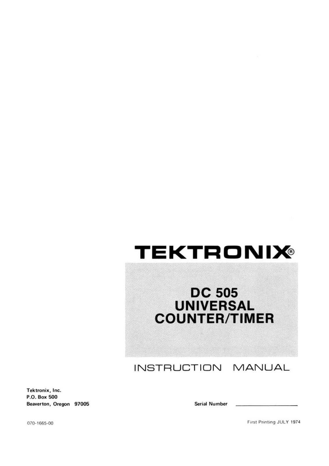 Tektronix DC 505 Service manual