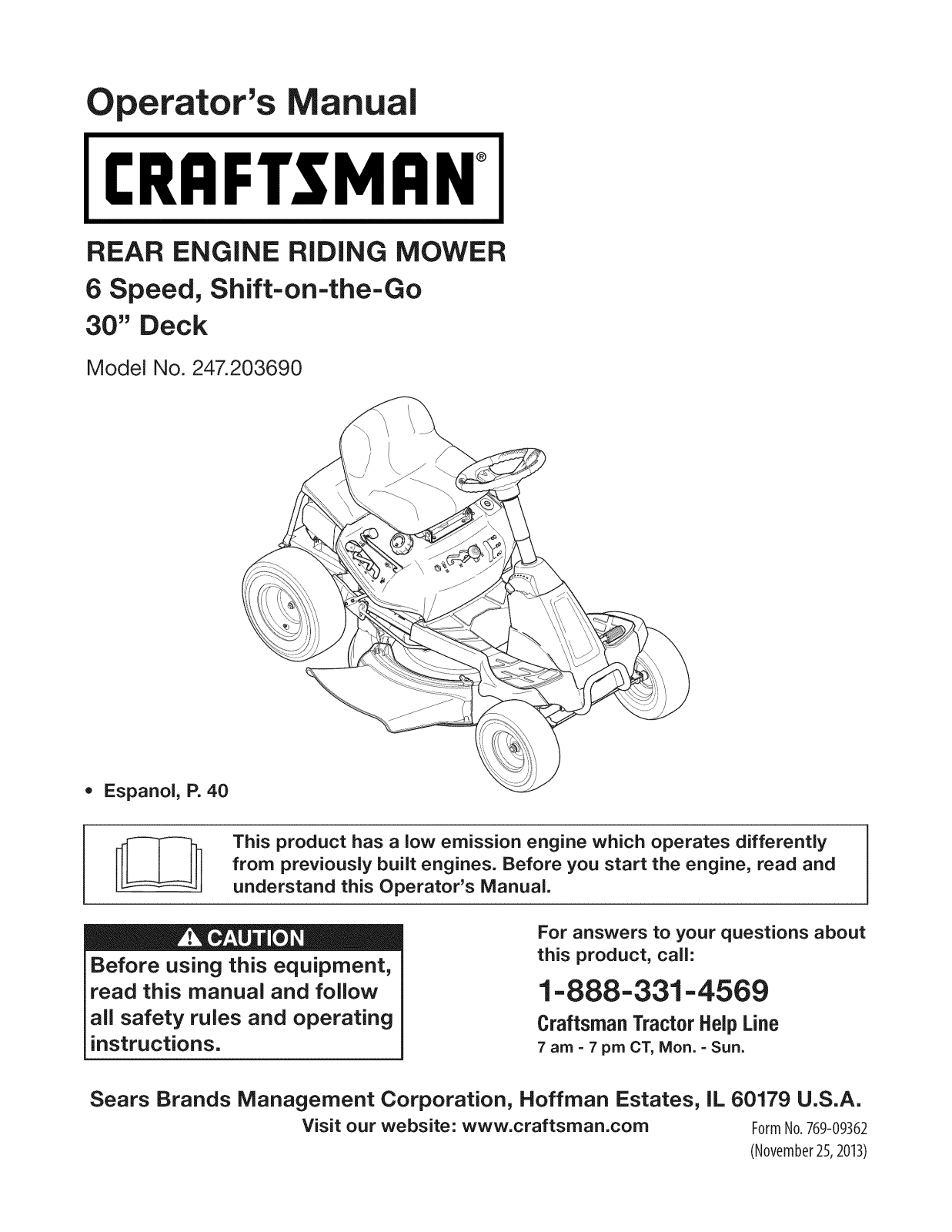 Craftsman 247203690 Owner’s Manual