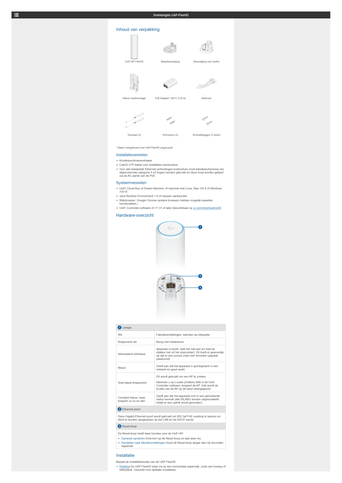 Ubiquiti Unifi FlexHD User manual