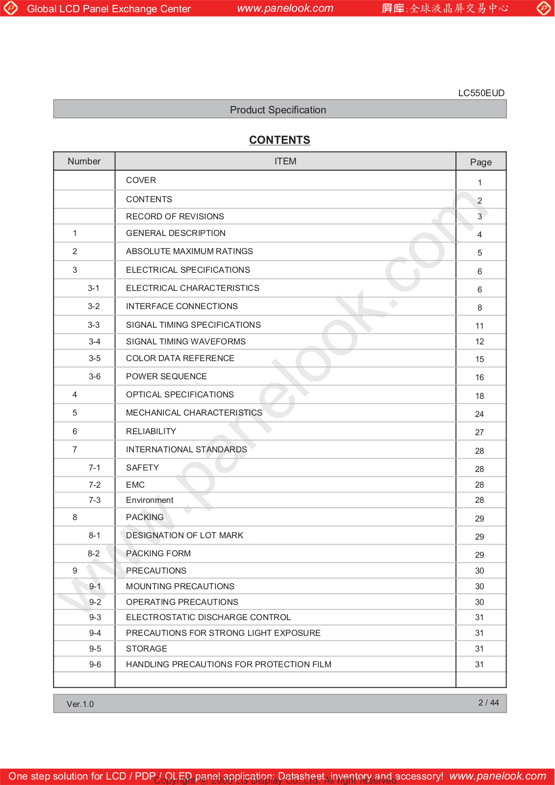 LG Display LC550EUD-SDF2 Specification