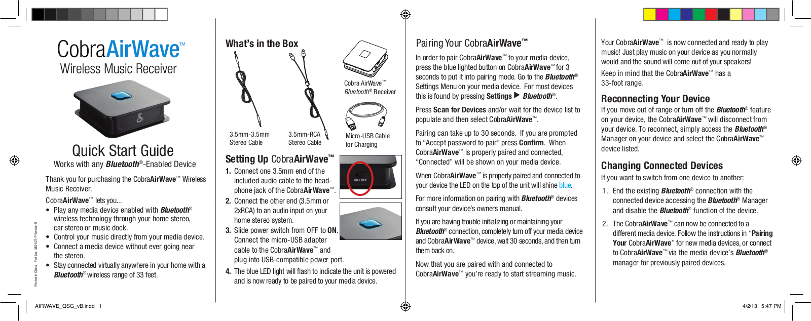 Cobra Electronics AirWave Quick Start Guide