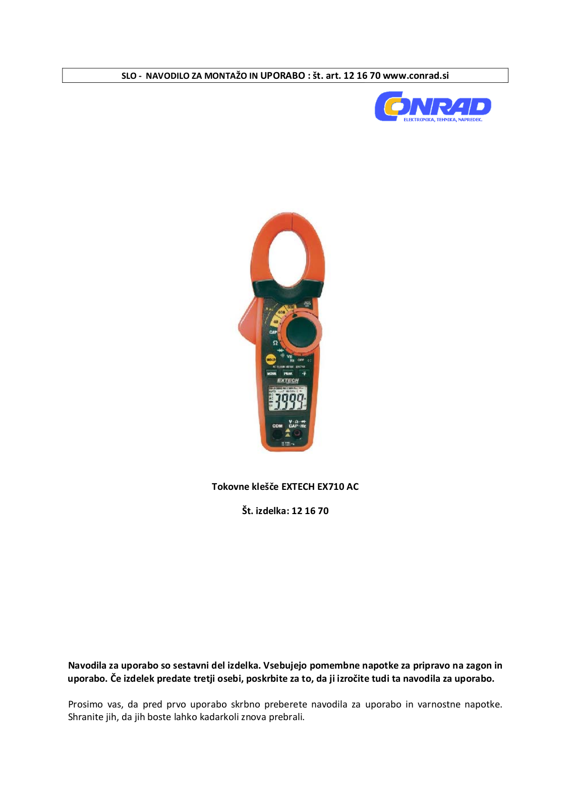 Extech EX710 User guide