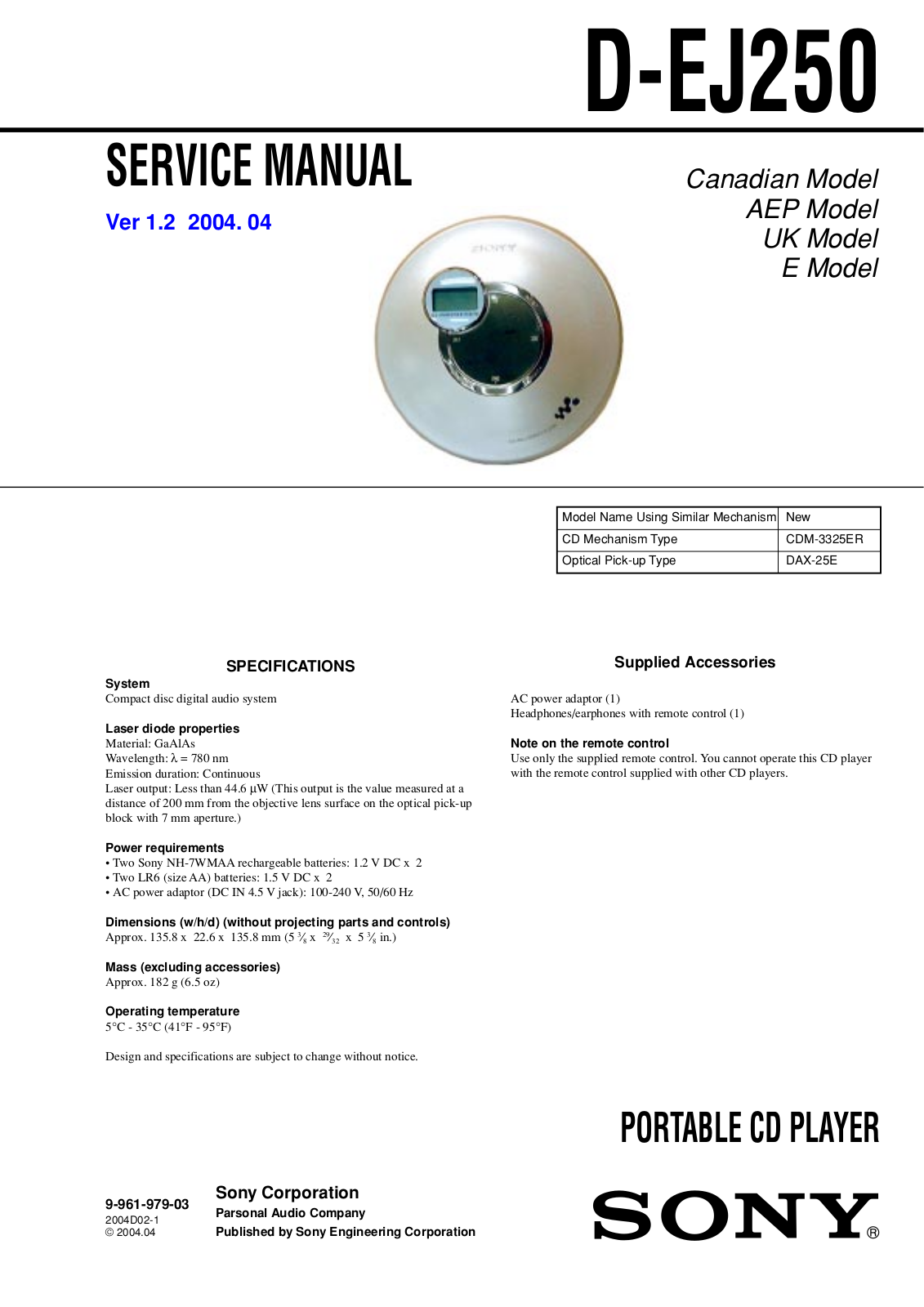 ON Semiconductor D EJ250 Service Manual