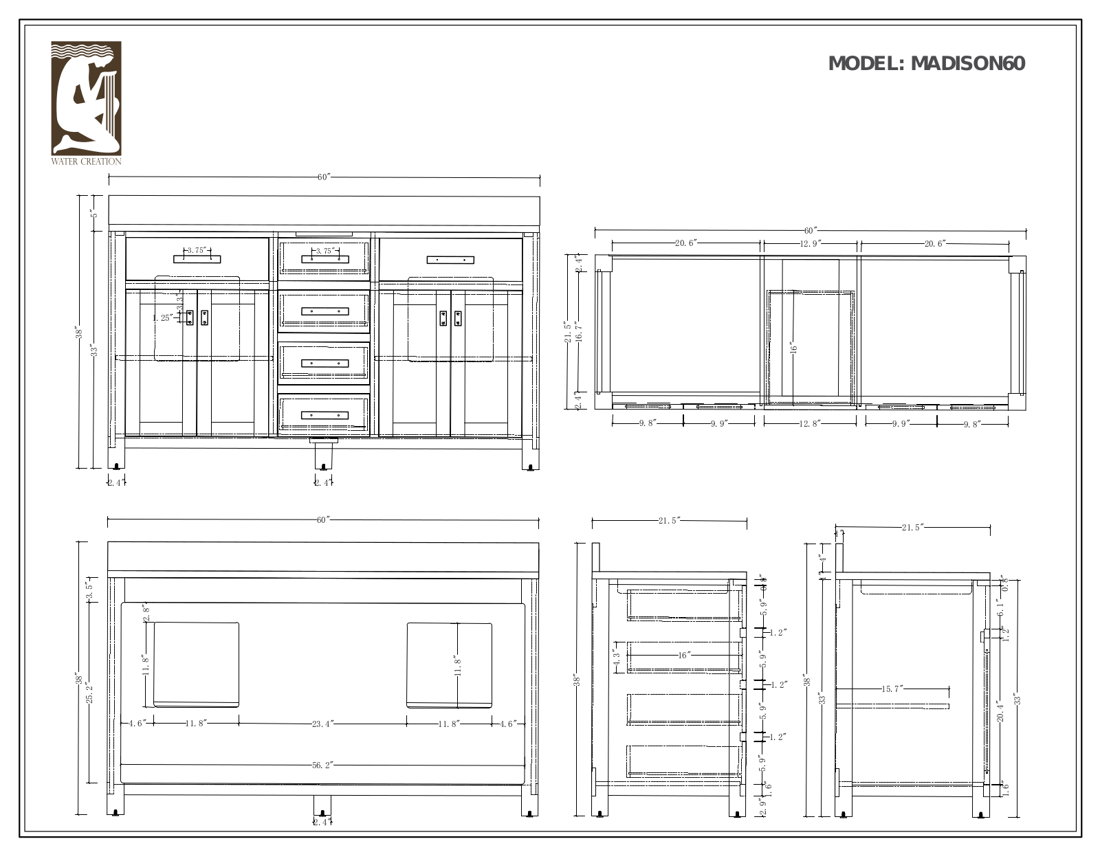 Water Creation VMI060CWMB42, VMI060CWMB40, VMI060CWMB04, VMI060CWMB35, VMI060CWMB00 Specifications