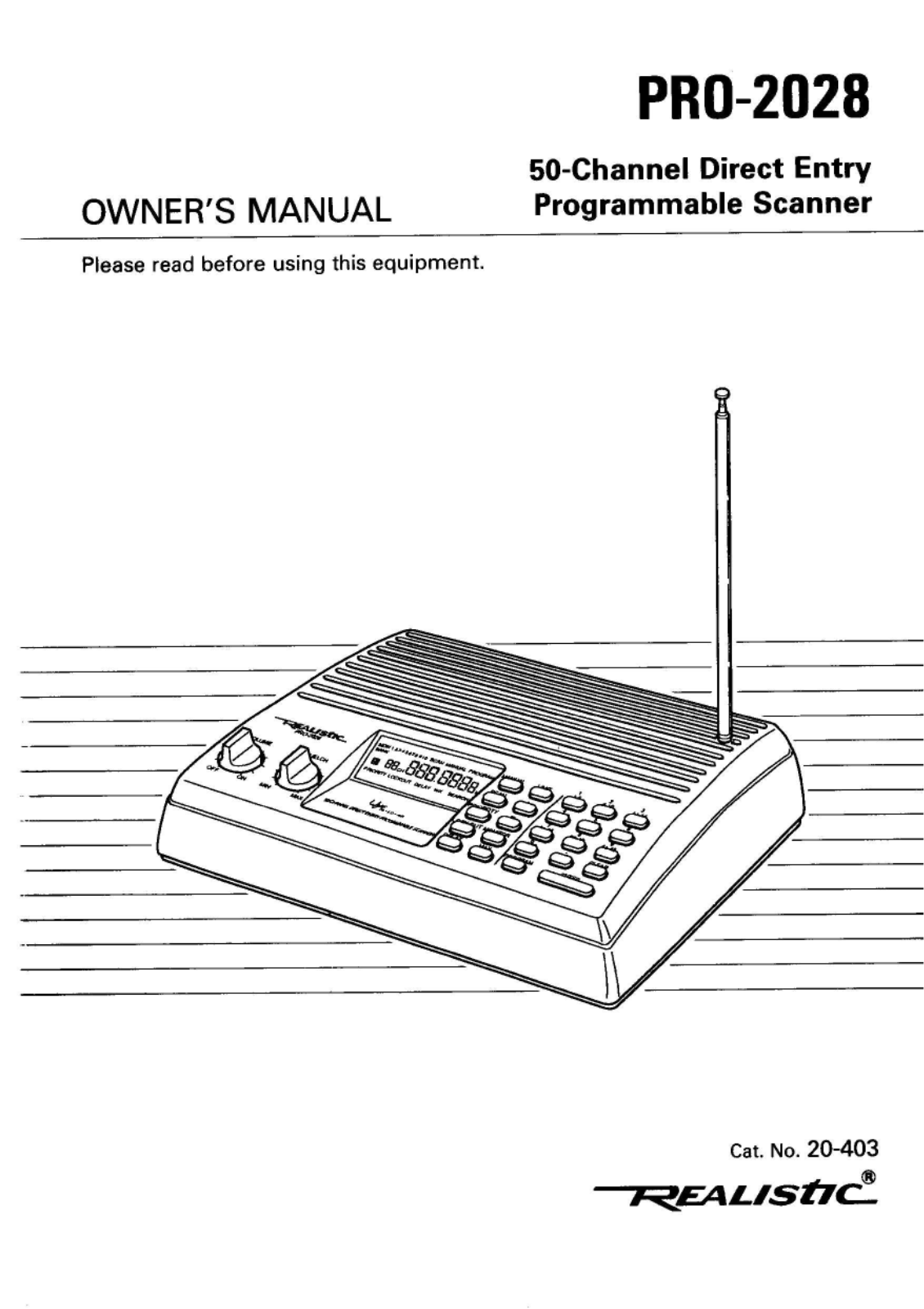 RadioShack PRO-2028 Owner Manual