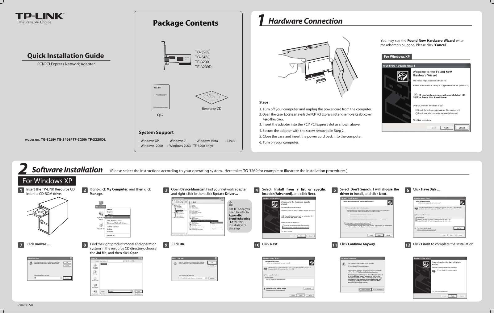 TP-Link TG-3468, TF-3239DL, TG-3269 Quick Installation Guide