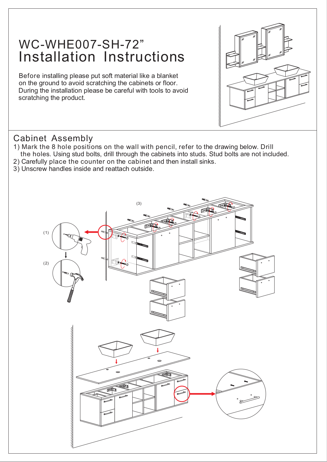 Wyndham Collection WCS007SH72ESWHGS1 Installation Manual