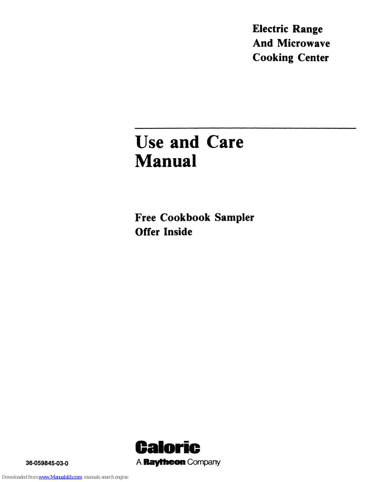 Caloric Electric Range and Microwave Cooking Center Use And Care Manual