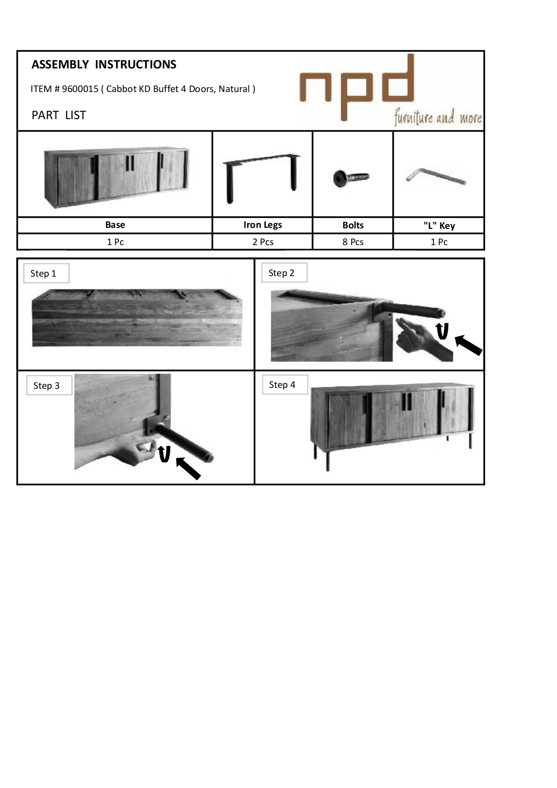 New Pacific Direct 9600015 Assembly Guide