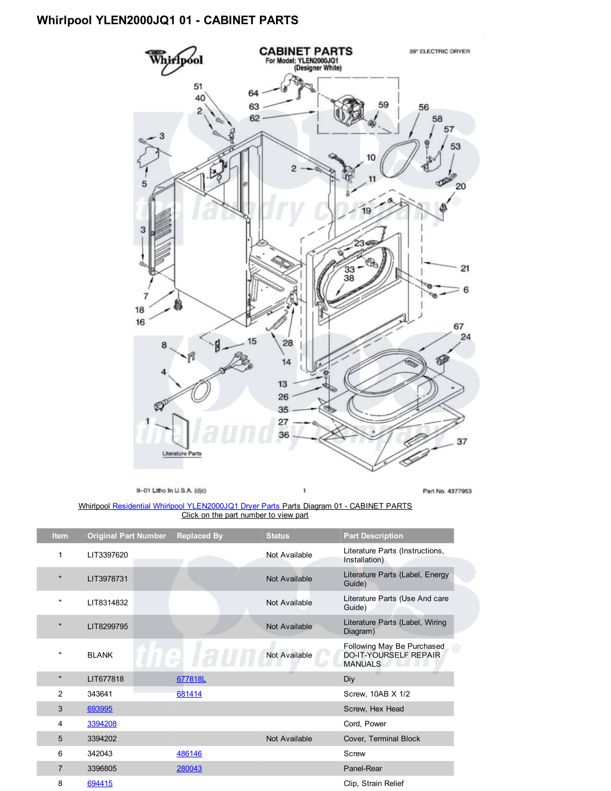 Whirlpool YLEN2000JQ1 Parts Diagram