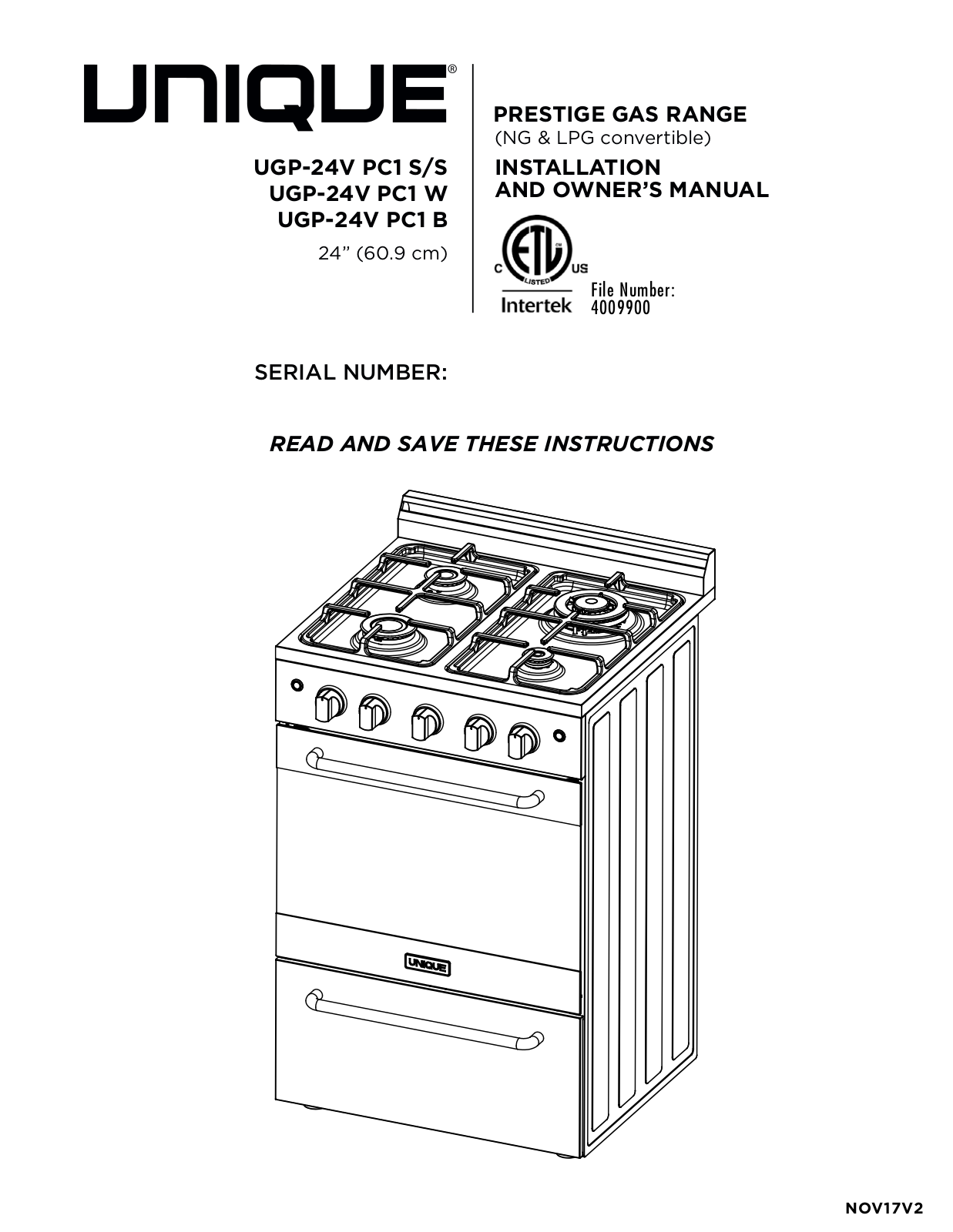 Unique UGP24VPC1SS User Manual