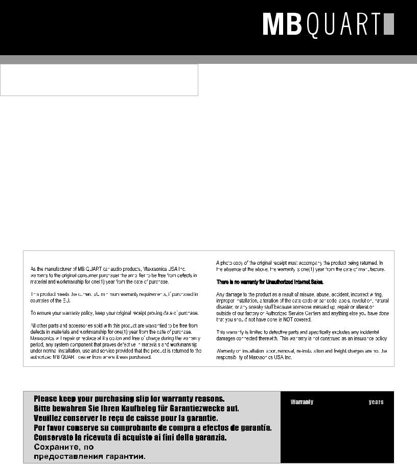 MB QUART Onyx Amplifiers User Manual