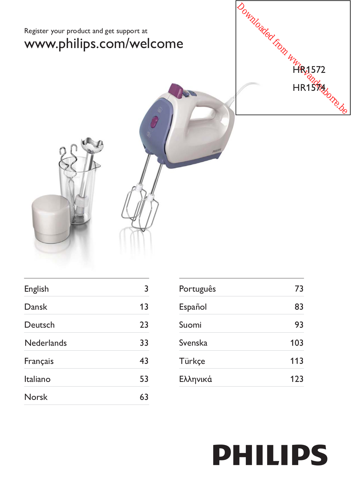 PHILIPS HR1574 User Manual