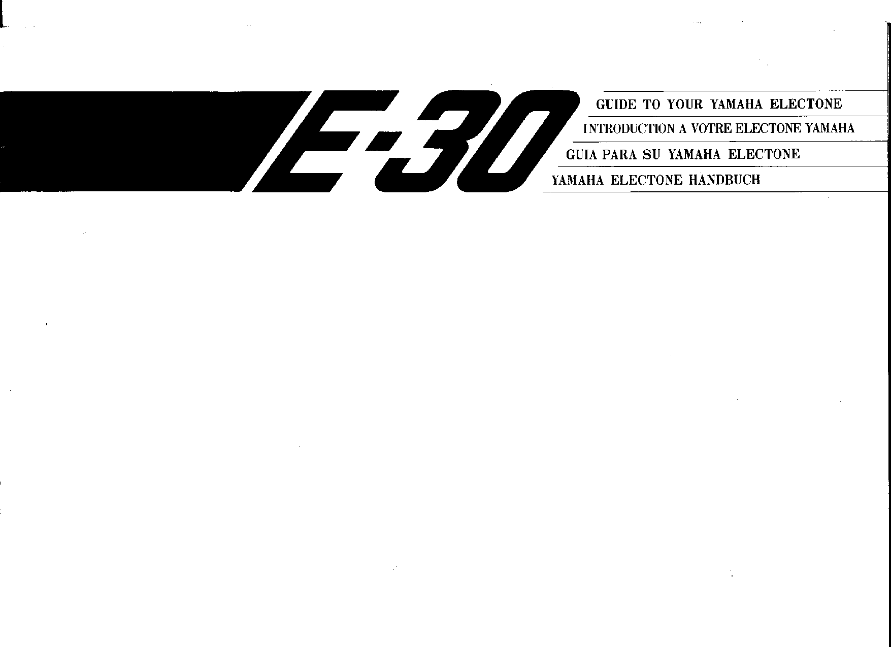 Yamaha E30E, E30 User Manual