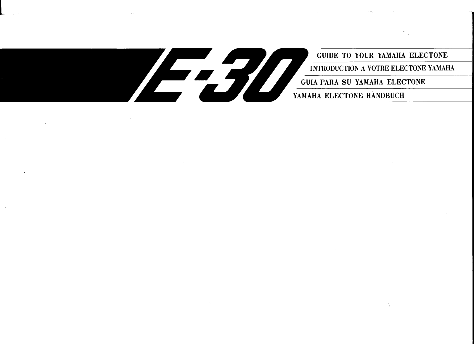 Yamaha E30E, E30 User Manual