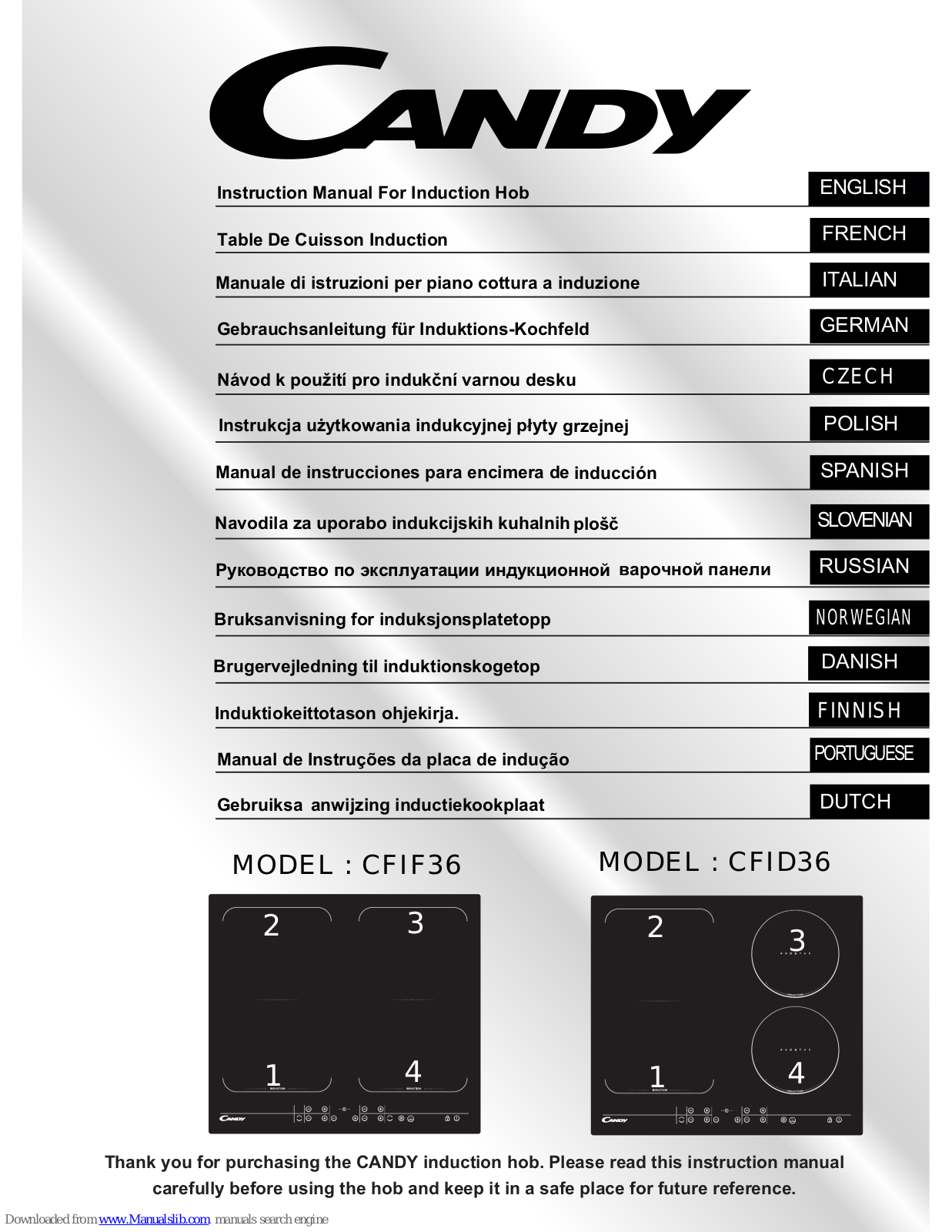 Candy CFIF36, CFID36 Instruction Manual