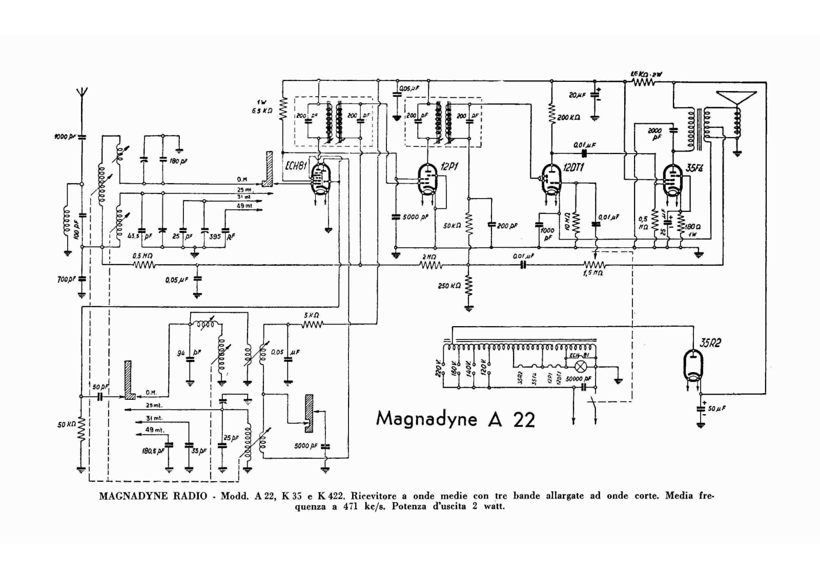 Magnadyne a22, k422 schematic