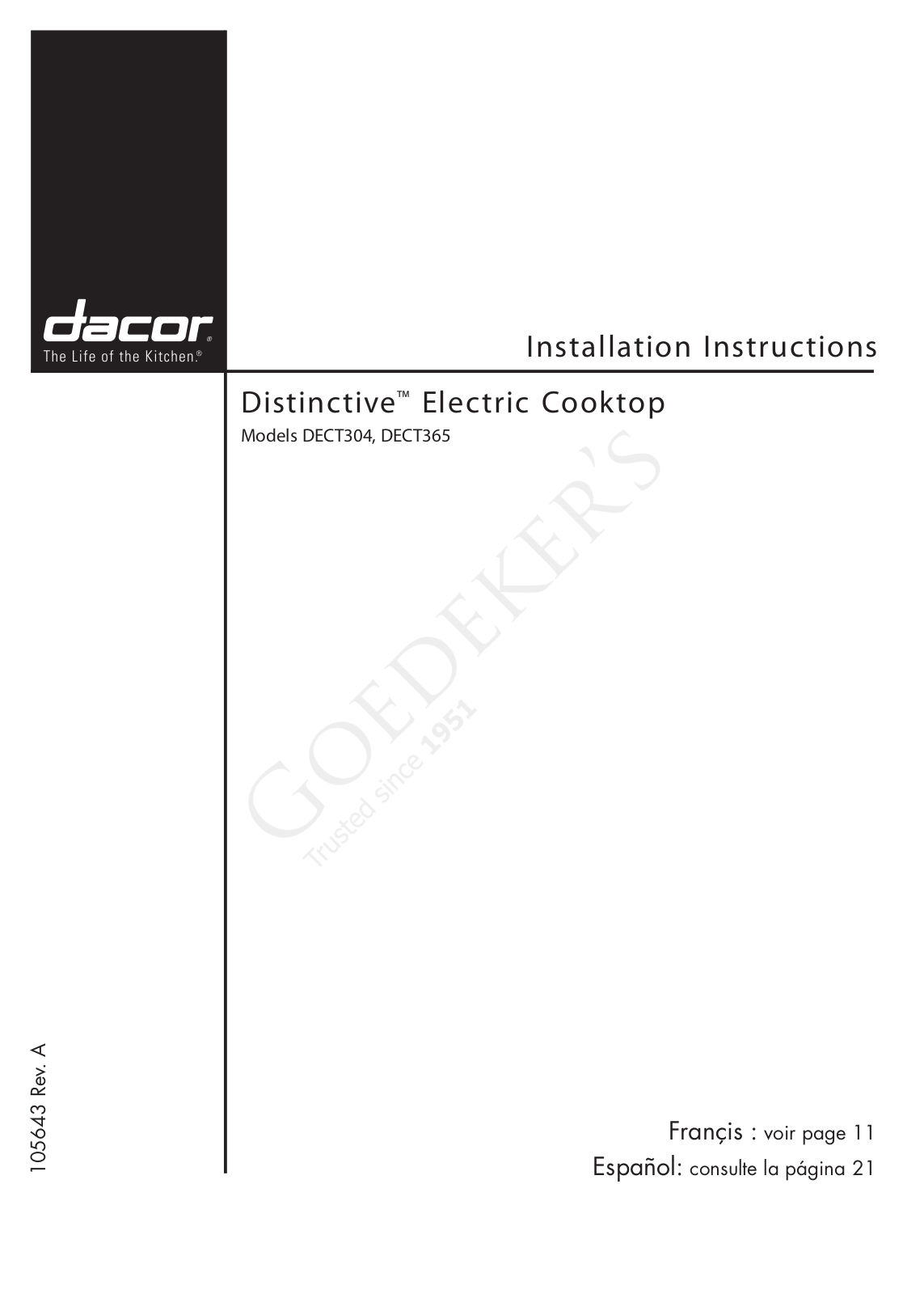 Dacor DECT365 User Manual