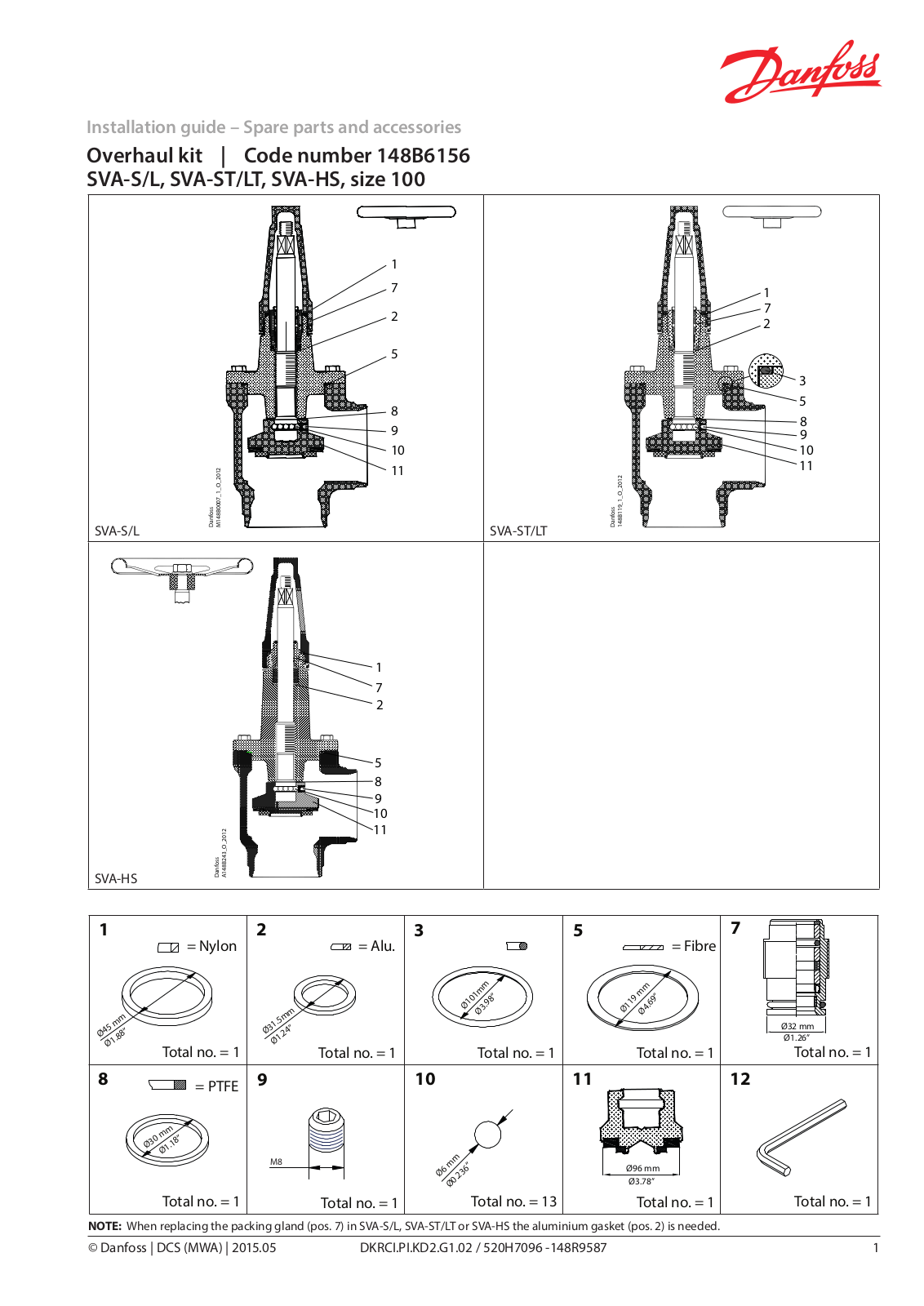 Danfoss SVA-S 100, SVA-L 100, SVA-ST 100, SVA-LT 100, SVA-HS 100 Installation guide