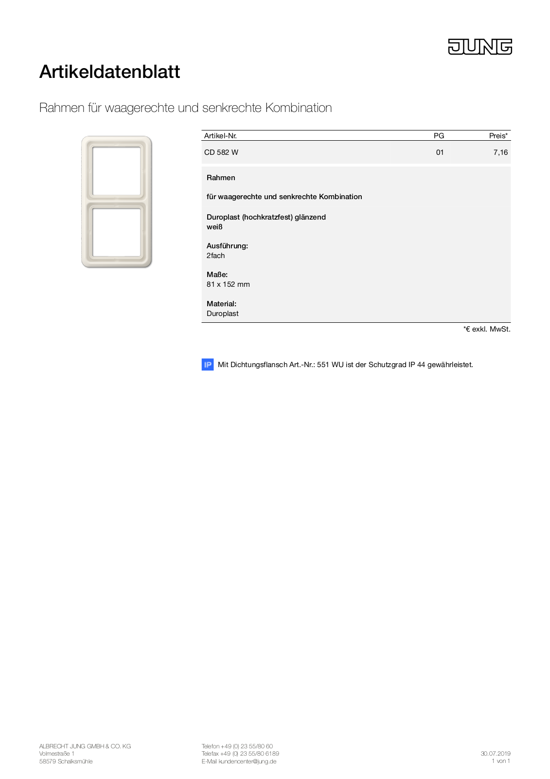 Jung CD 582 W User Manual