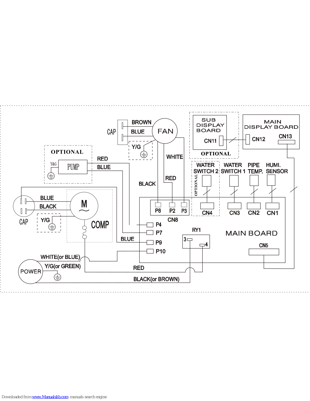 Frigidaire FAD504DUD, FAD504TDD, FAD704DUD, FAD704TDP, FDB50R1 - 50 Pint Dehumidifier Wiring Diagram