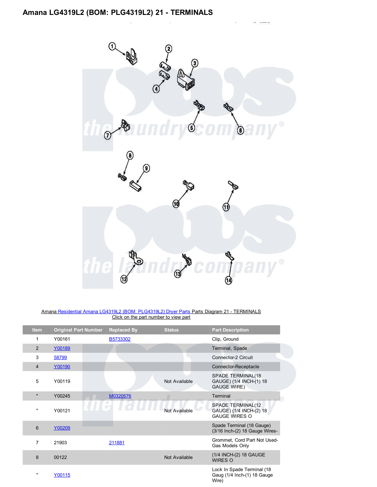 Amana LG4319L2 Parts Diagram