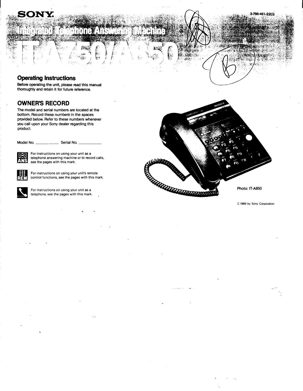 Sony IT-A750, IT-A850 User Manual