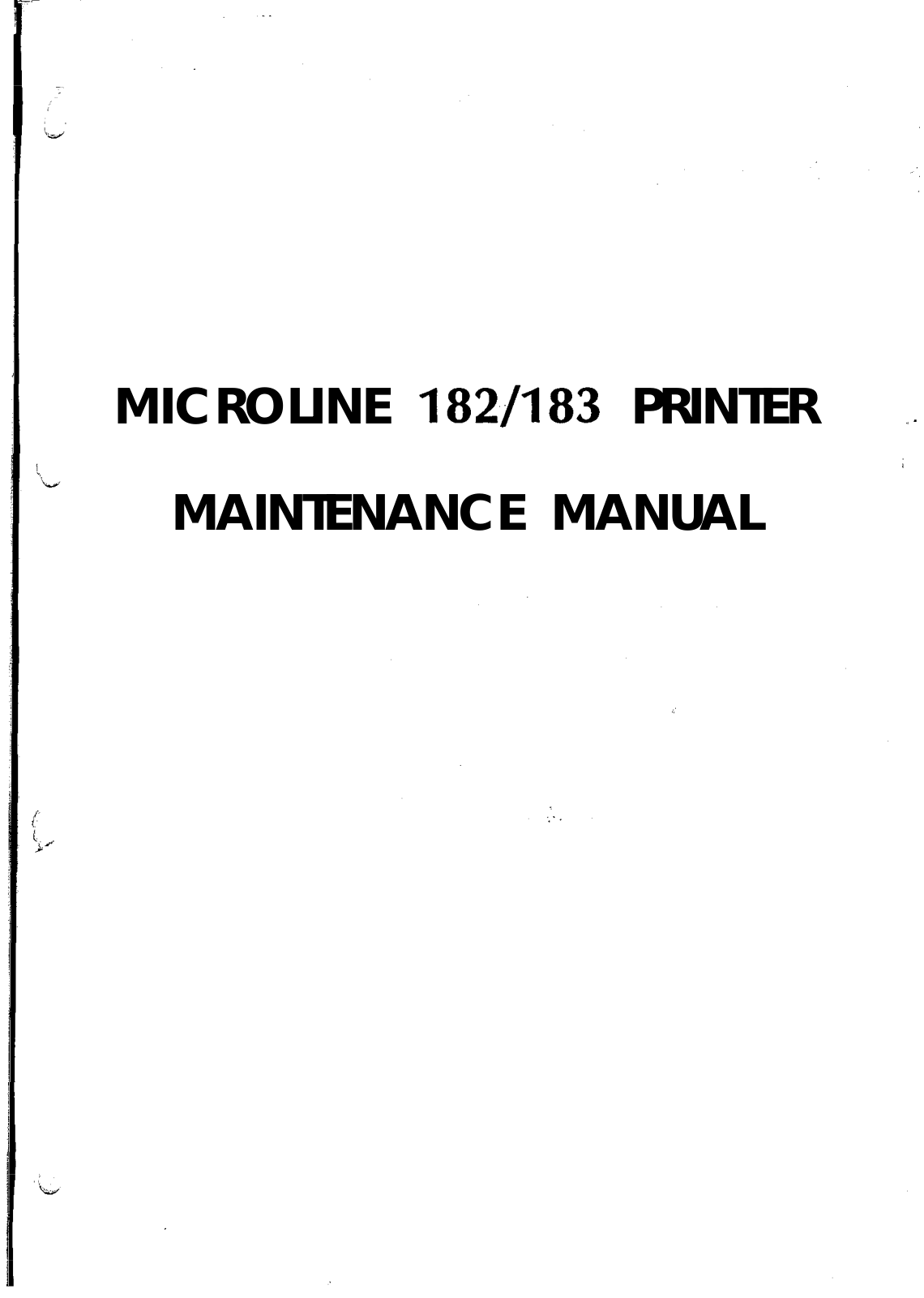 OKIDATA 182, 183 MAINTENANCE MANUAL