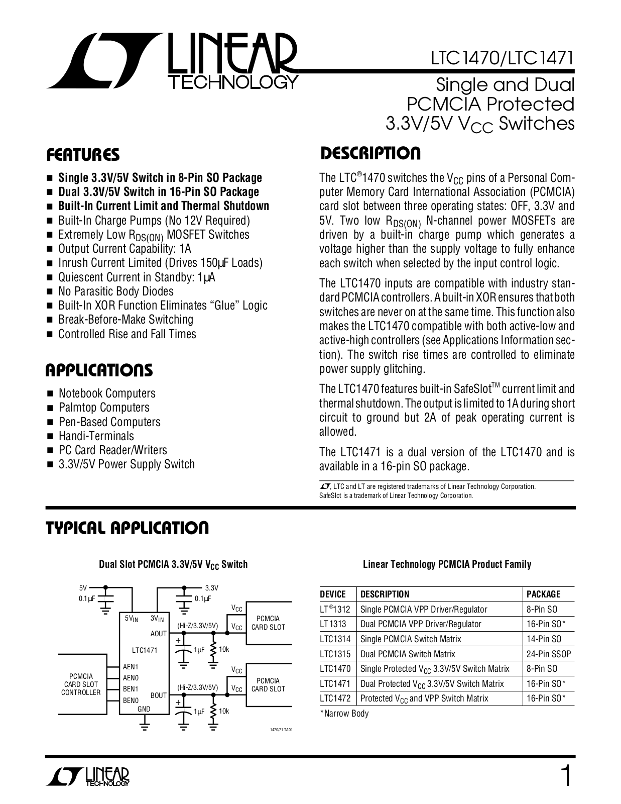 Linear Technology LTC1471, LTC1470 Datasheet