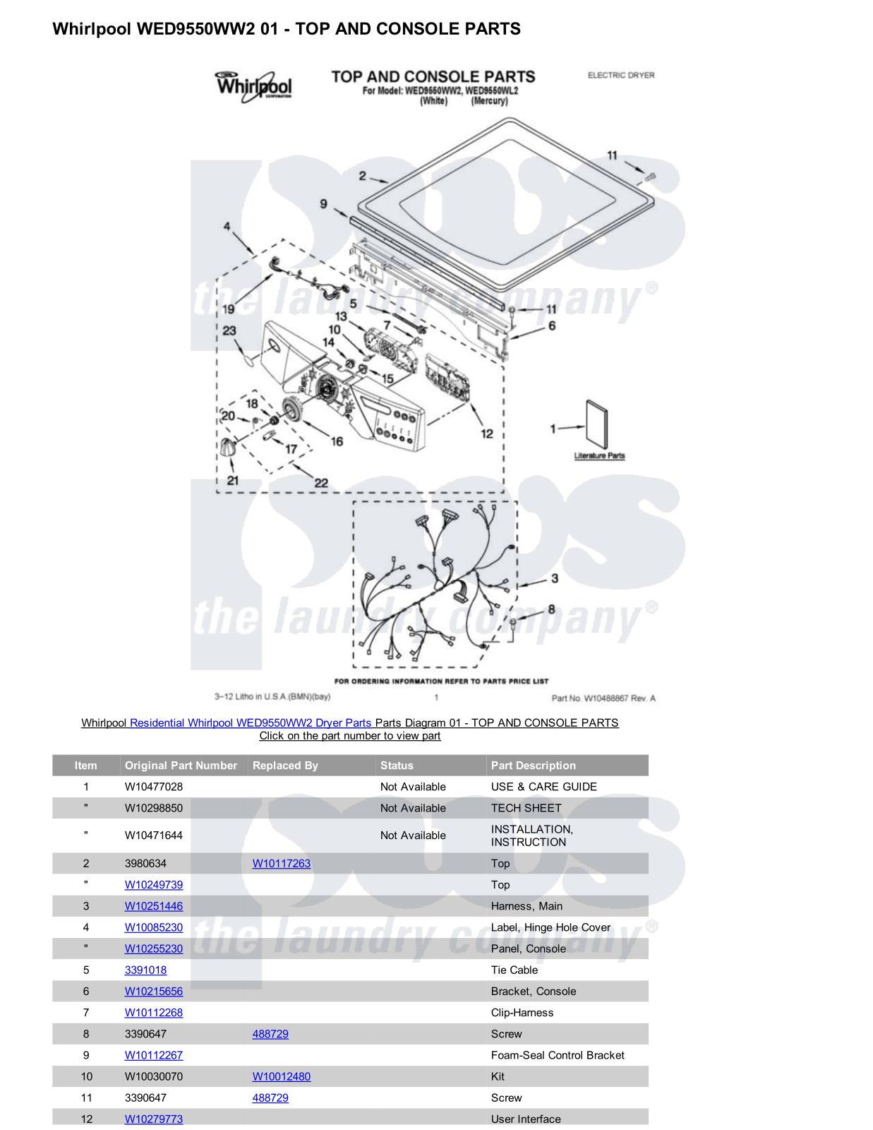 Whirlpool WED9550WW2 Parts Diagram