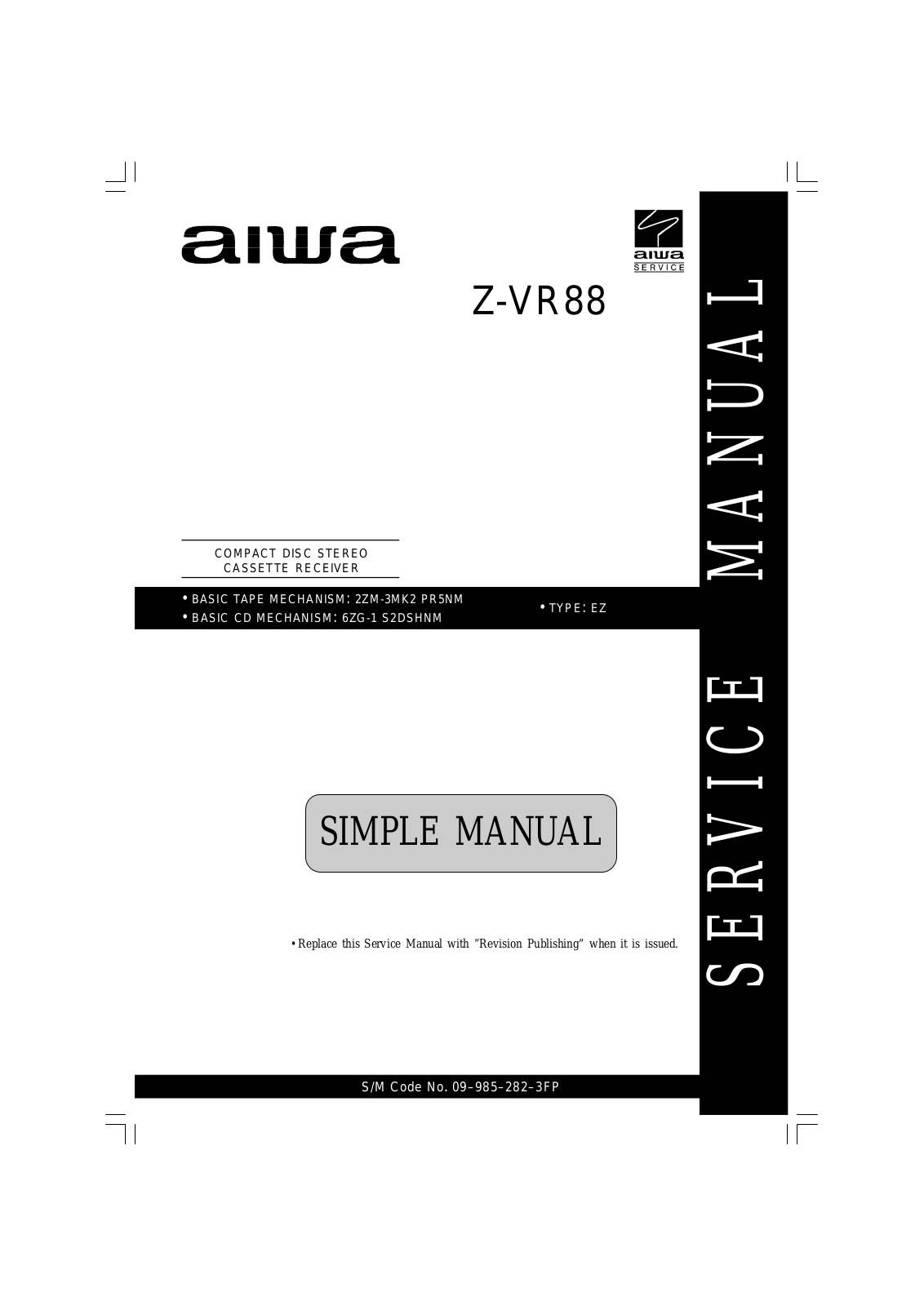 Aiwa ZVR-88 Service manual