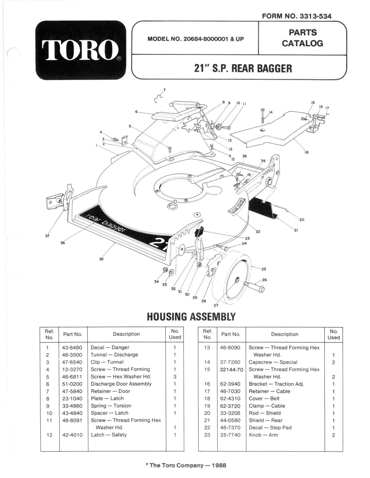 Toro 20684 Parts Catalogue