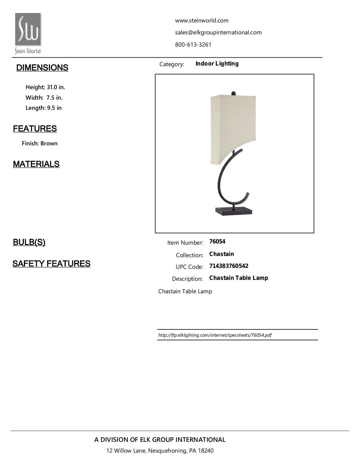 Stein World 76054 Specifications - ManualMachine.com