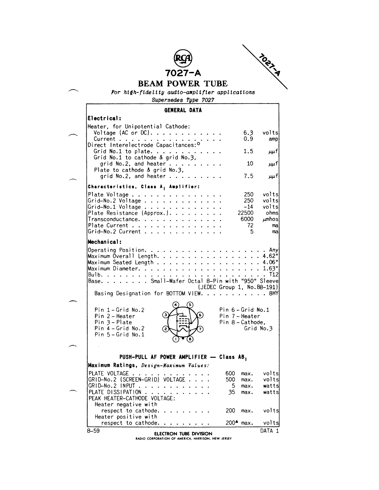 rca 7027a DATASHEETS