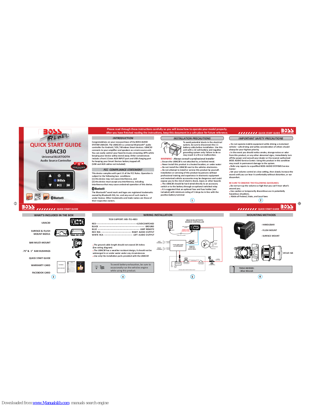 Boss UBAC30 Quick Start Manual