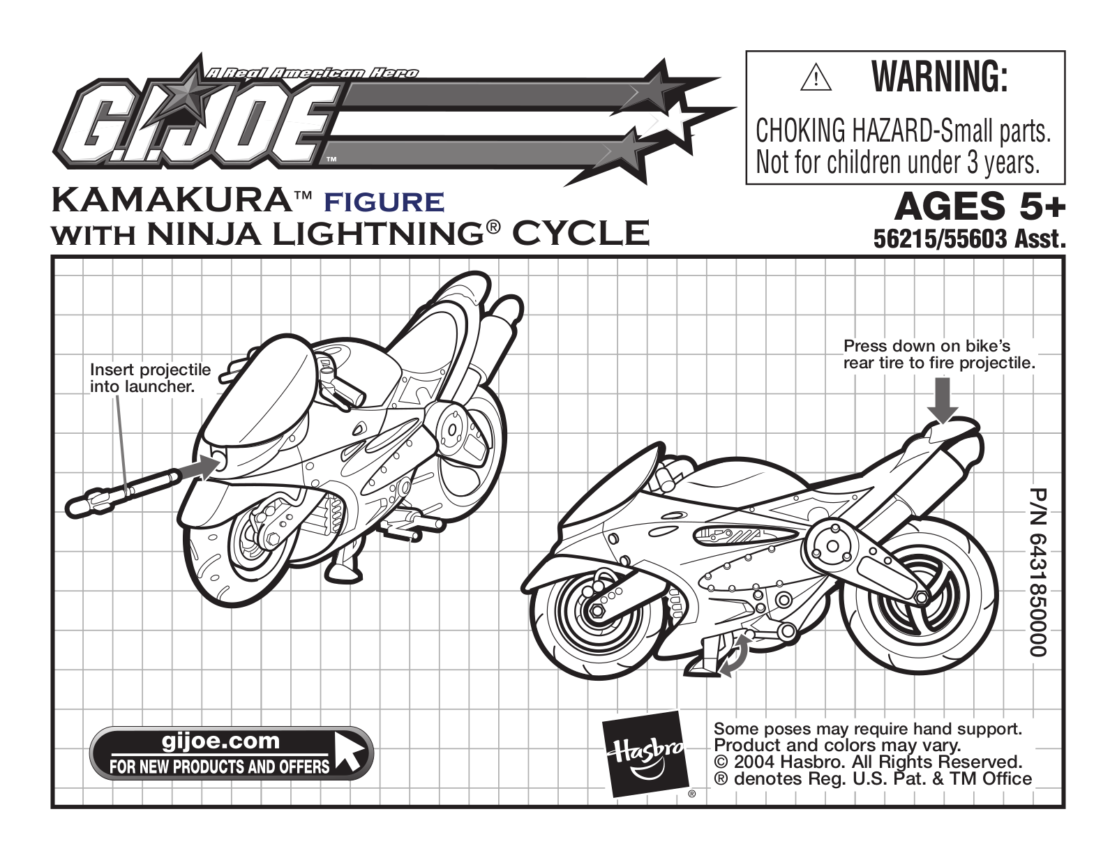 HASBRO GI Joe Kamakura with Ninja Lightning Cycle User Manual