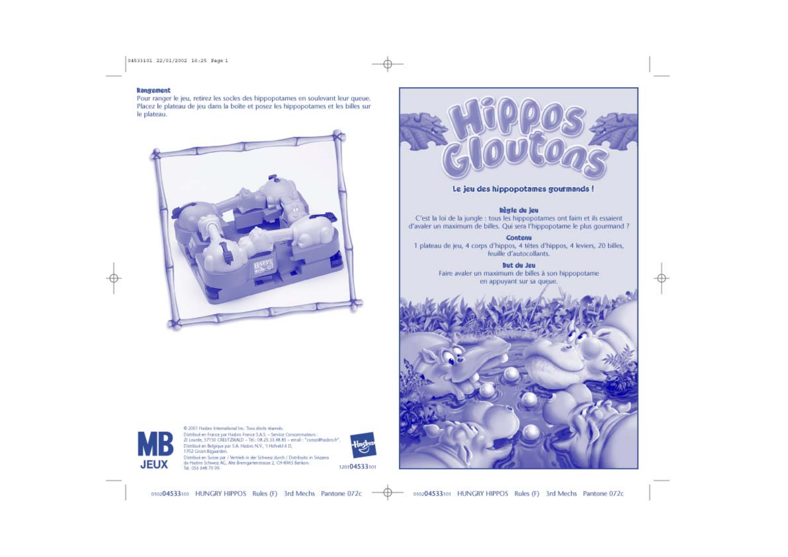 HASBRO HIPPOS GLOUTONS, HIPPOS GLOUTONS000 User Manual