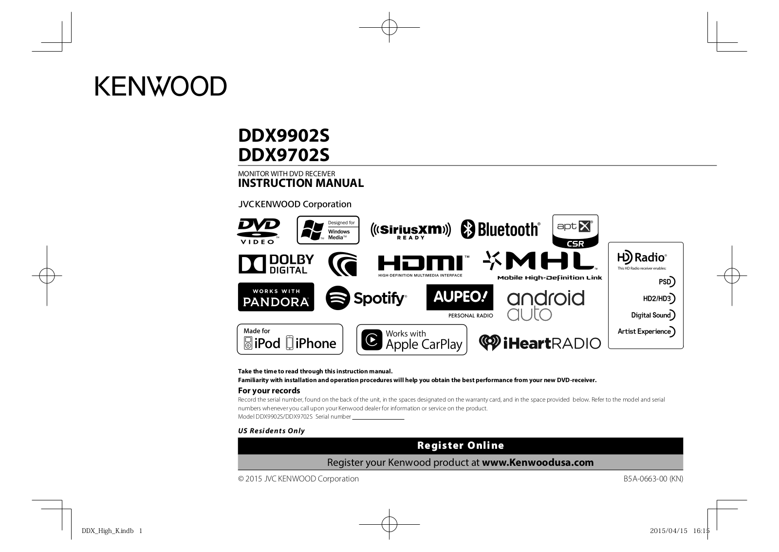 Kenwood DDX9702S, DDX9902S User Manual