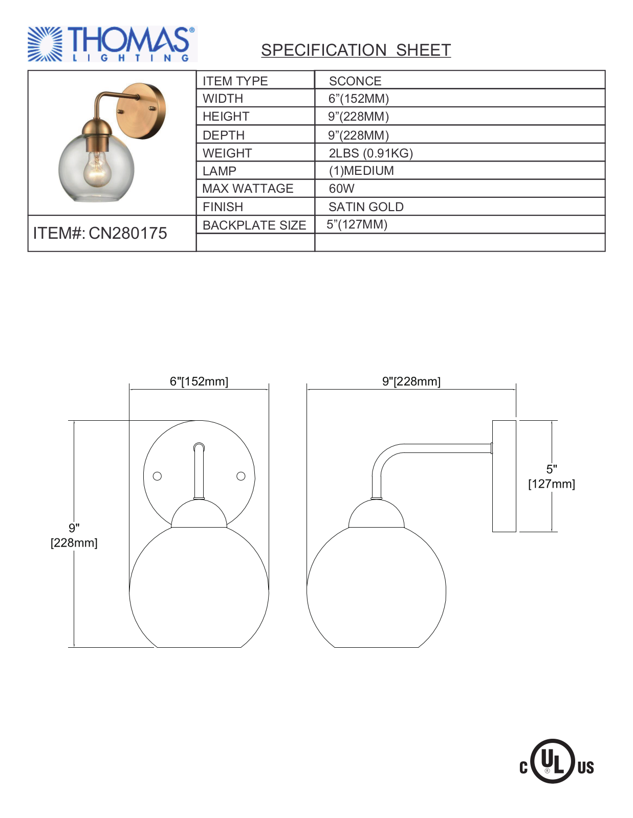 Thomas Lighting CN280175 User Manual - ManualMachine.com
