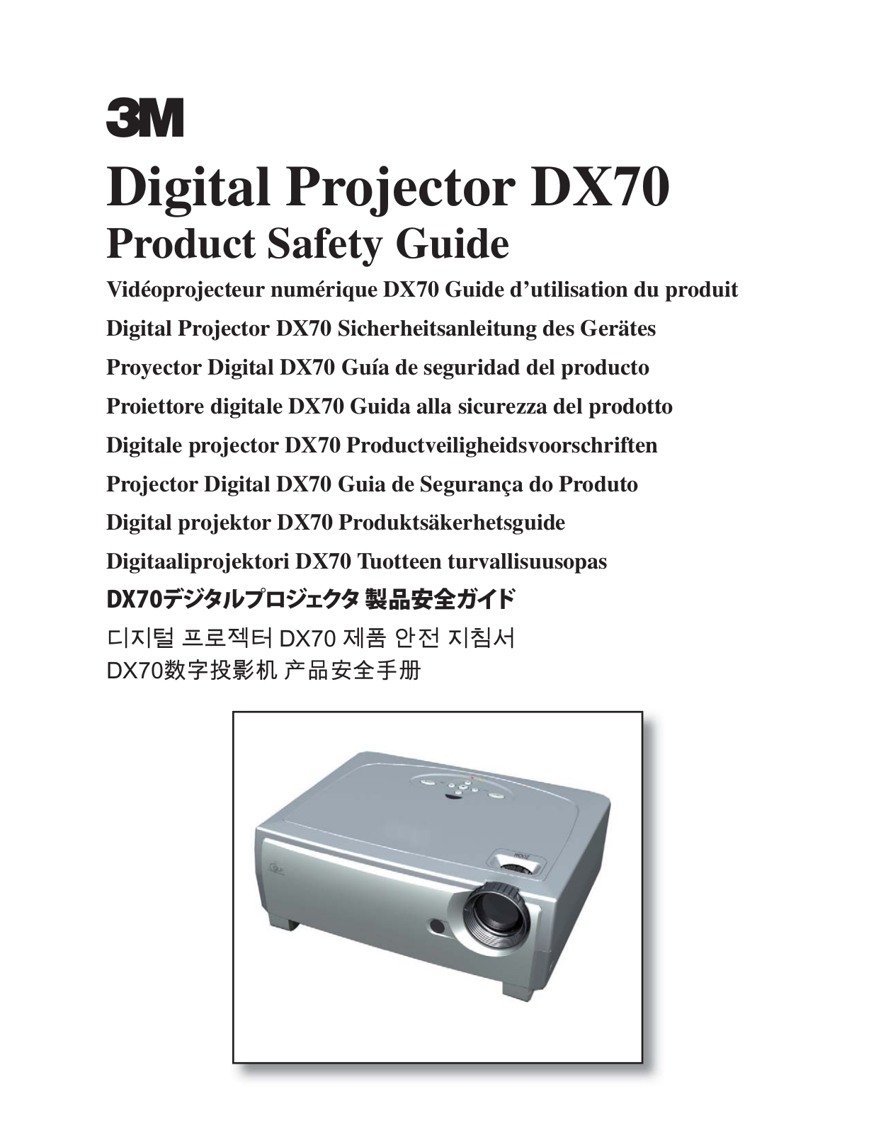 3M Digital Projector DX70 Safety Guide