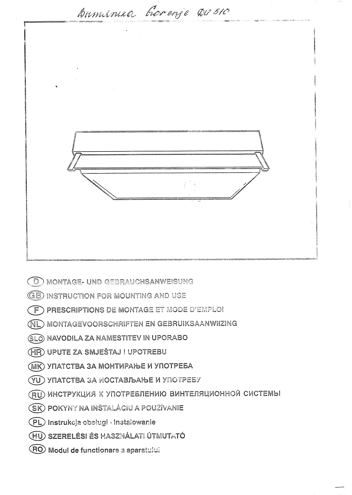 Gorenje DU 510 W User Manual