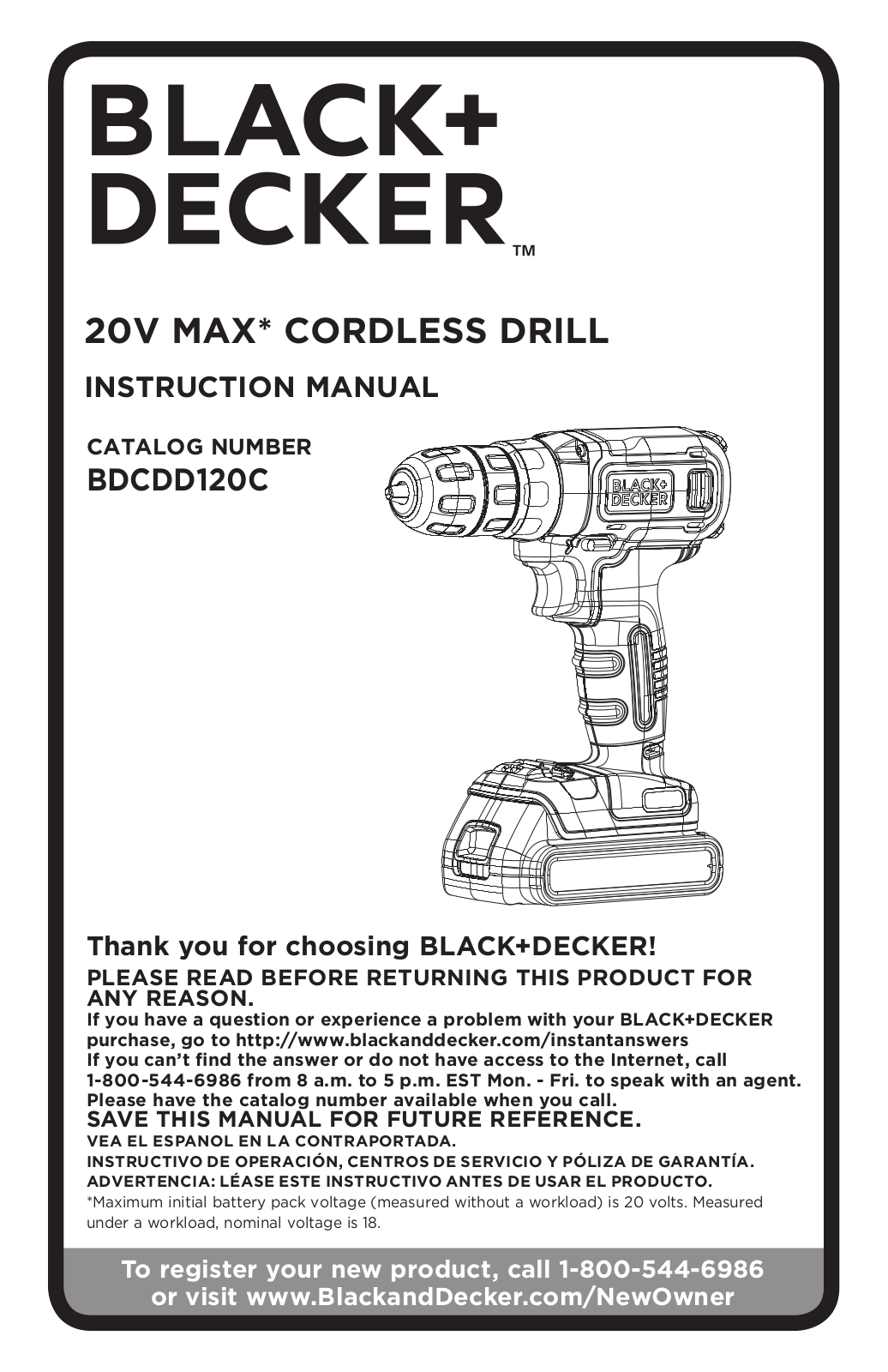 Black & Decker BDCDD120C User Manual